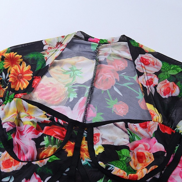 SOLD OUT Floral Mesh Bustier Crop Top - Picture 6 of 16